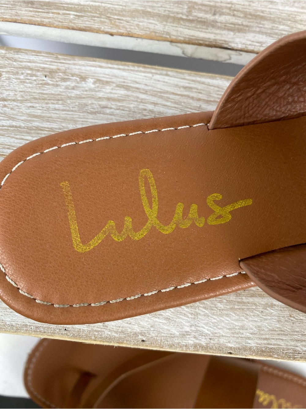 Lulus Avena brown vegan leather flat sandals women’s size 10 - Picture 11 of 14